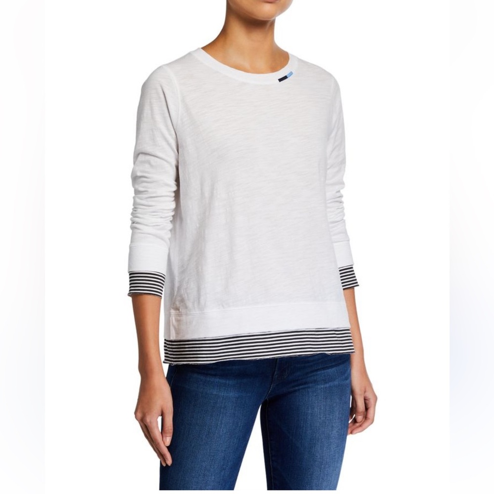 NWT Lisa Todd White Striped Trim Long Sleeves Shirt Size XL